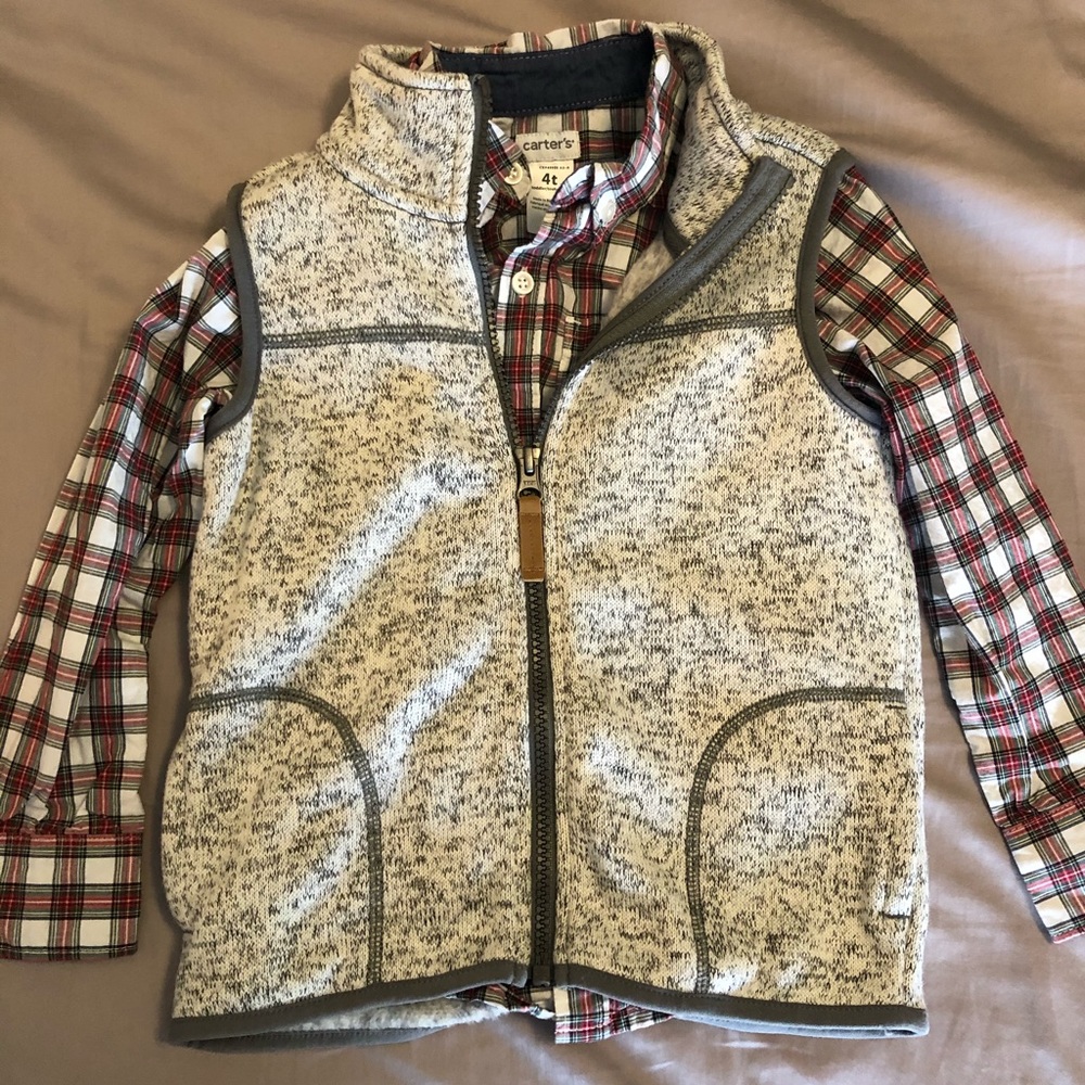 Carter’s Gray Sweater Vest and Shirt, Size 4T